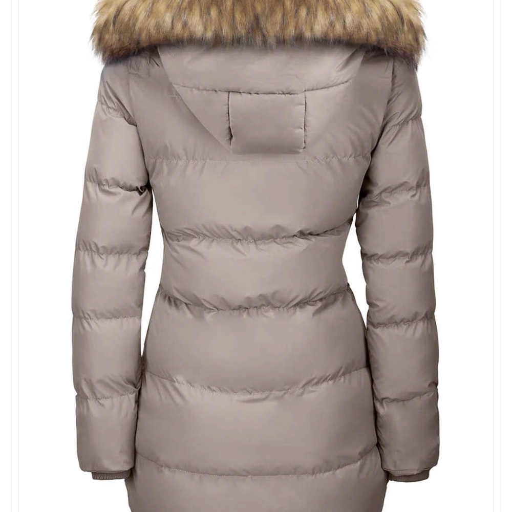 WENVEN Black Puffer Coat with Faux Fur Hood BNWT - Picture 2 of 2